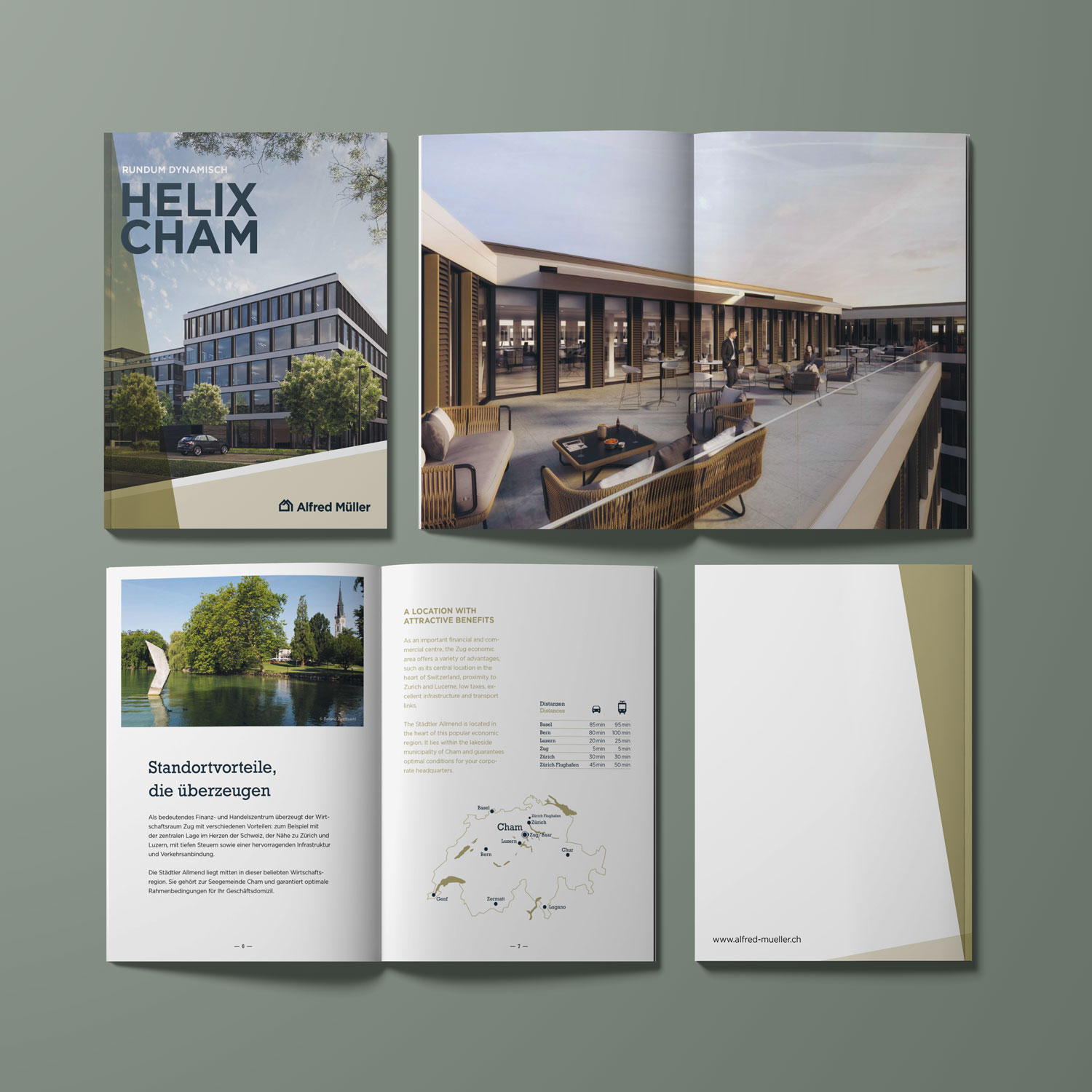 Editorial Design Dokumentation «Helix Cham» – Alfred Müller AG, Grafik Zug