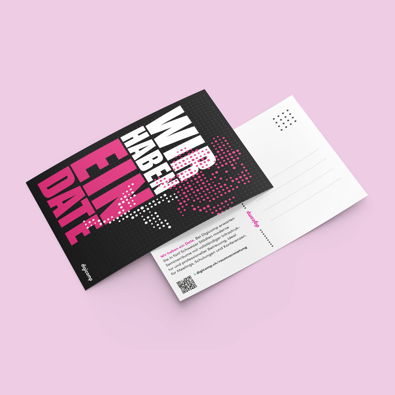Print Design Postkarten-Serie Digicomp – Raumvermietung, Grafikdesign Zentralschweiz